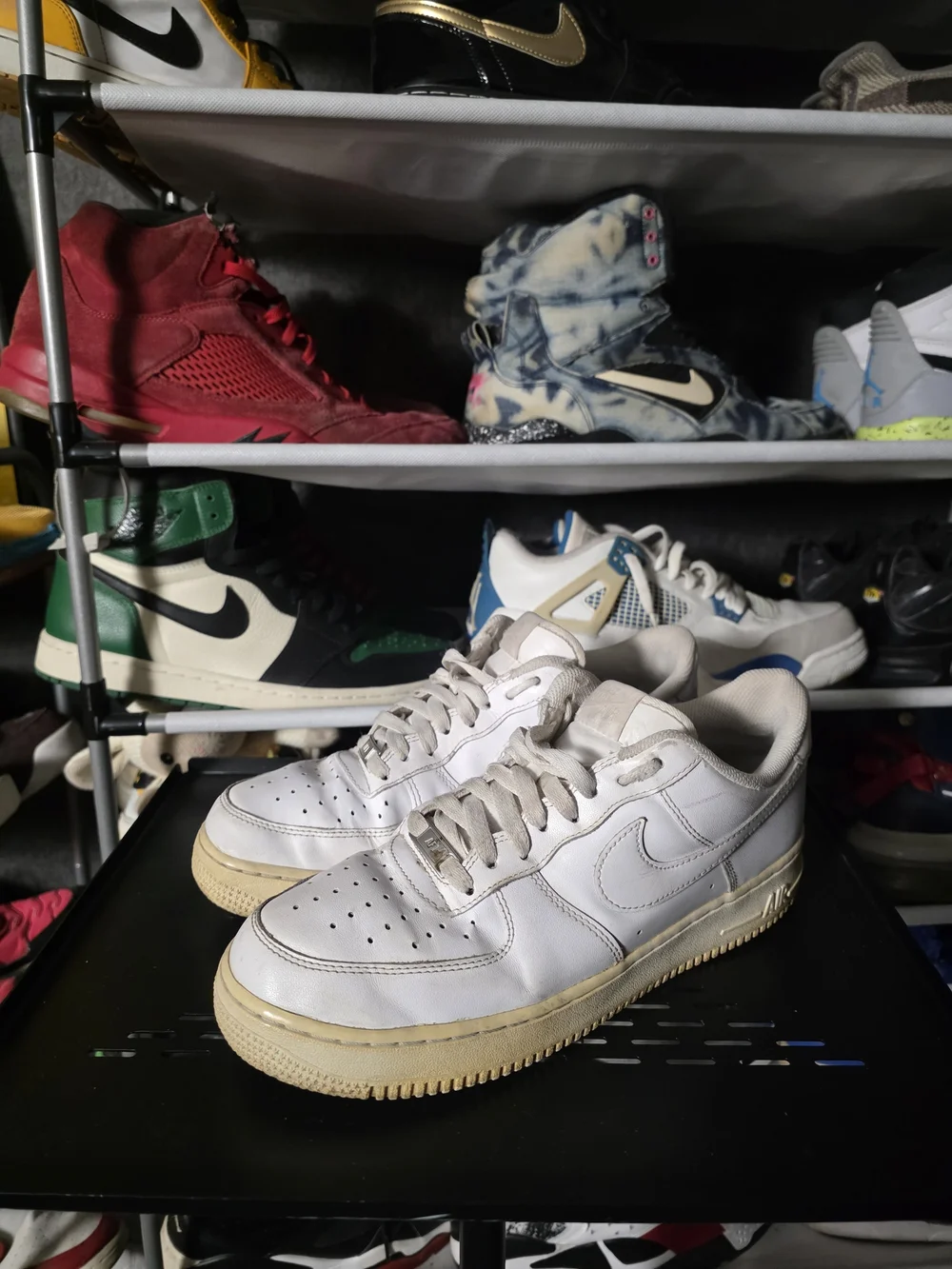 🔥 Nike Men’s AF1 Air Force One White Leather Low-Top Sneakers Men Size 9.5